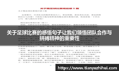 关于足球比赛的感悟句子让我们领悟团队合作与拼搏精神的重要性